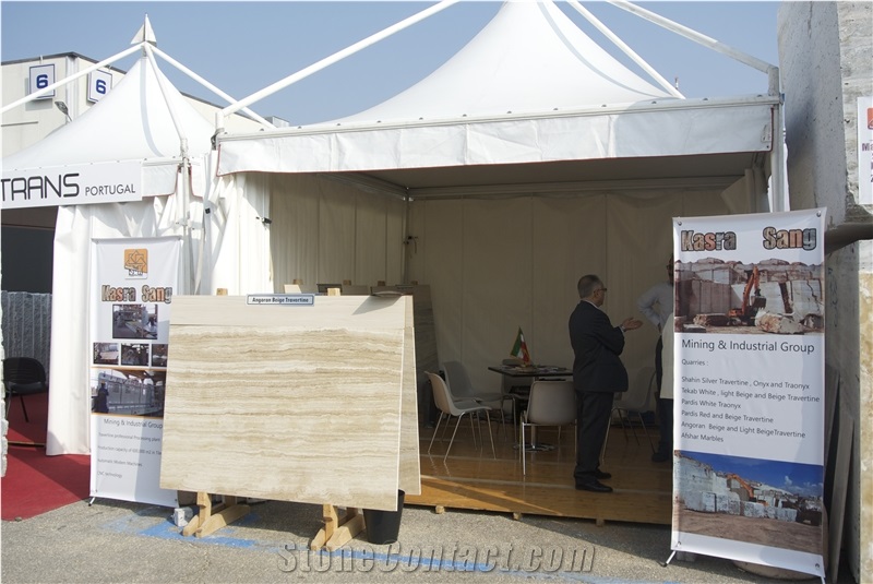 Angoran Beige Travertine Slabs- Polished Finish