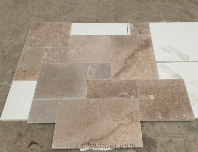 Classic Travertine Opus Romano Pattern Tiles Tumbled