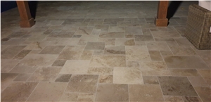 Classic Travertine Opus Romano Pattern Tiles Tumbled