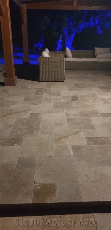 Classic Travertine Opus Romano Pattern Tiles Tumbled
