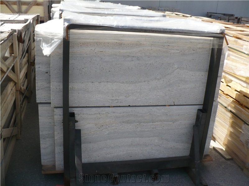 Travertine Silver Grey Tiles Sandblasted