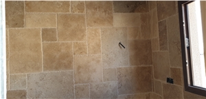Travertine Tiles - Opus Romano Brushed And Chiseled Pattern