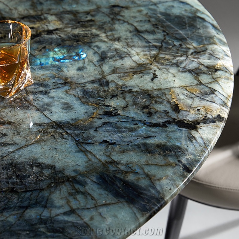 Polished Labradorite Blue Granite Dining Table Top