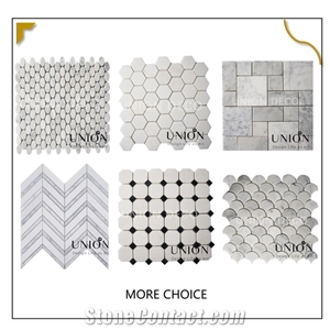 UNION DECO Black Mix White Color Wall Backsplash Hexagon Mosaic Tile