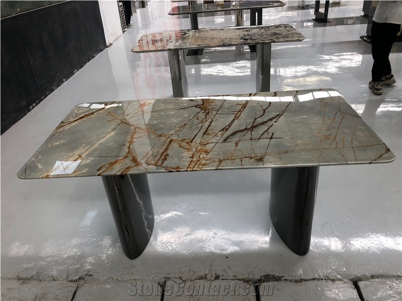 Blue Mare Quartzite Roman Blue Quartzite Rectangle Table Top