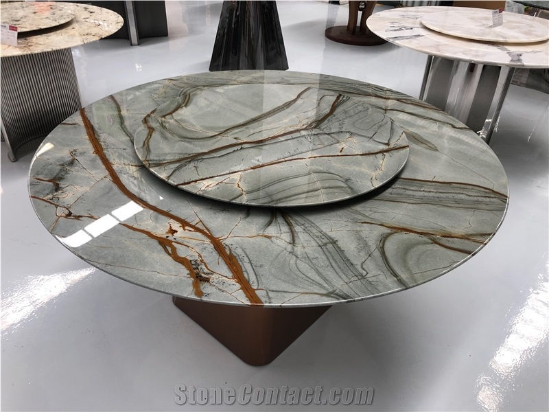 Blue Mare Quartzite Roman Quartzite Round Dinner Table