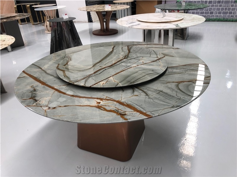 Blue Mare Quartzite Roman Quartzite Round Dinner Table