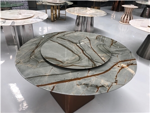 Blue Mare Quartzite Roman Quartzite Round Dinner Table