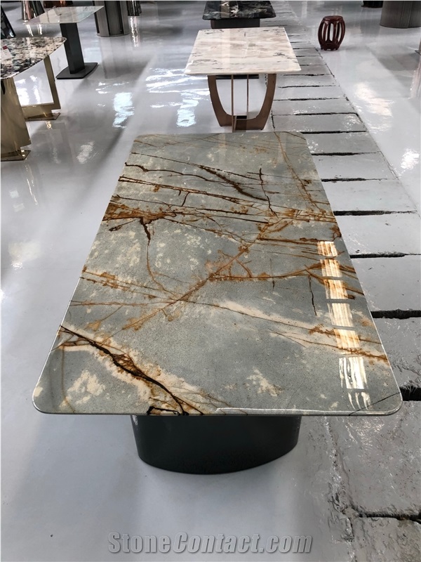 Blue Mare Quartzite Roman Quartzite Round Dinner Table