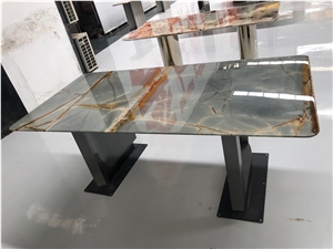 Blue Mare Quartzite Roman Quartzite Round Dinner Table