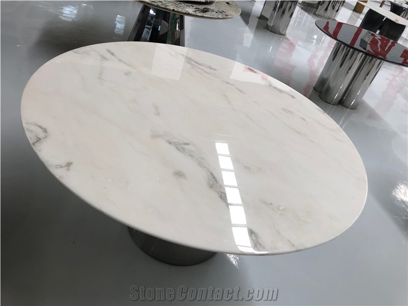 Picasso White Marble Dover Cream Marble Coffee Table Top