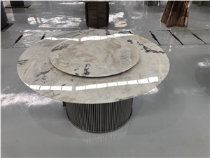 Picasso  White Marble Dover Cream Marble Dining Table Top