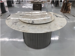 Picasso  White Marble Dover Cream Marble Dinner Round Table