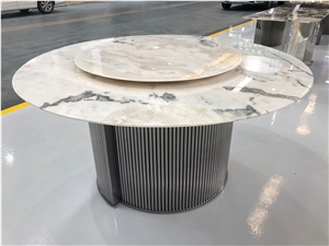 Picasso  White Marble Dover Cream Marble Dinner Round Table