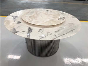 Picasso  White Marble Dover Cream Marble Dinner Round Table