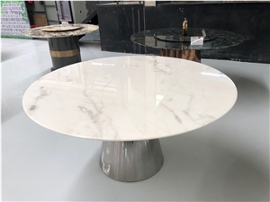Picasso  White Marble Dover Cream Marble Dinner Round Table