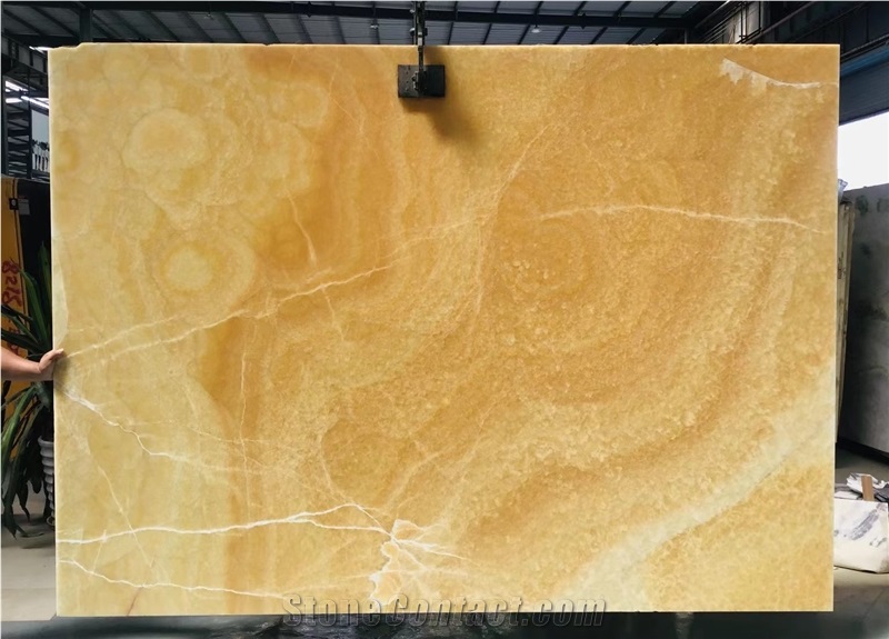 Golden Yellow Orange Onyx Stone Slabs