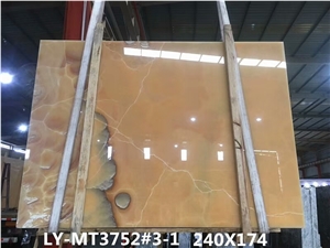 Golden Yellow Orange Onyx Stone Slabs