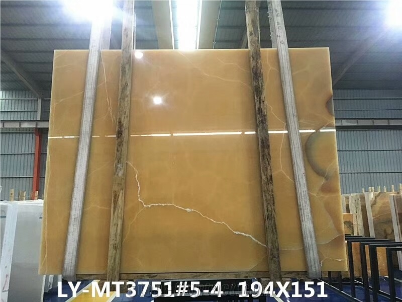 Golden Yellow Orange Onyx Stone Slabs
