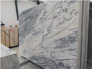White/Blue Marble Polished Slabs - Available Stock