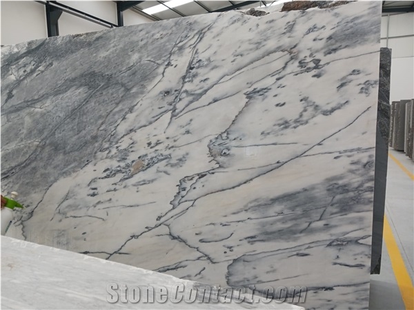 White/Blue Marble Polished Slabs - Available Stock