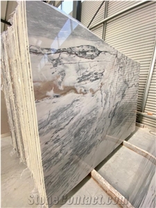 White/Blue Marble Polished Slabs - Available Stock