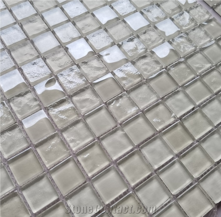 Crystal White Glass Mosaic Swimming Pool Tiles