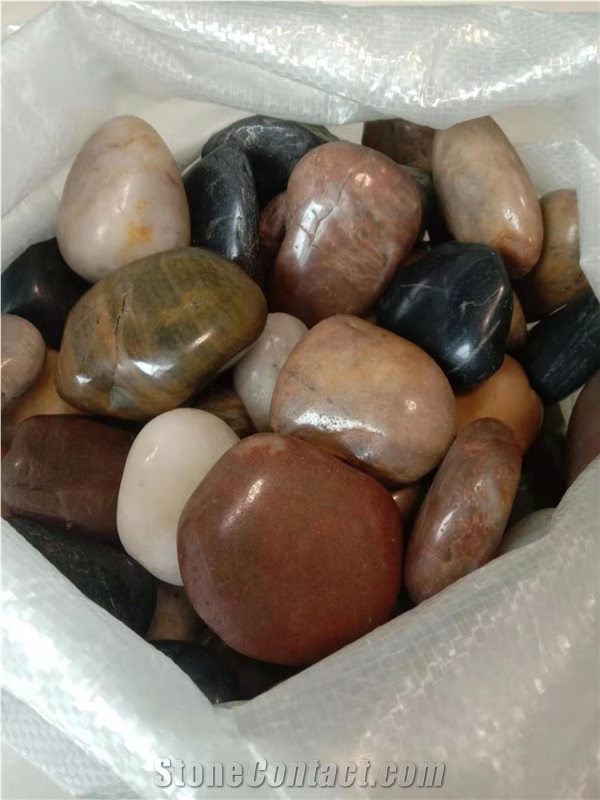 Landscape High Polished Mixed Color Pebble Stone