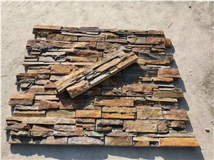 Natural Rusty Slate Stone Wall Cladding Withe Cement Back