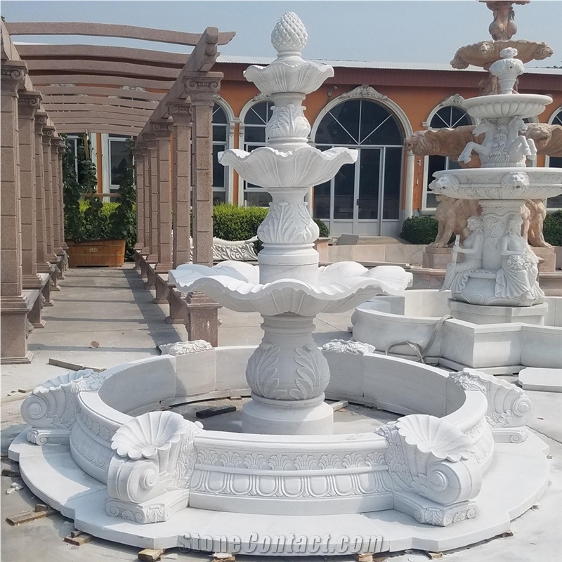 Outdoor 3 Tiers Marble Water Fountain Garden Fountain