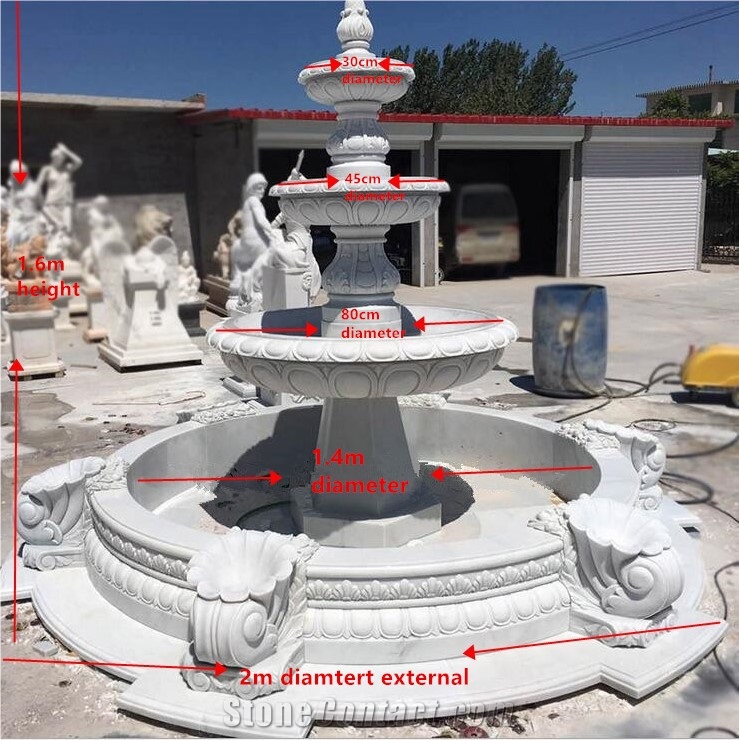 Outdoor 3 Tiers Marble Water Fountain Garden Fountain