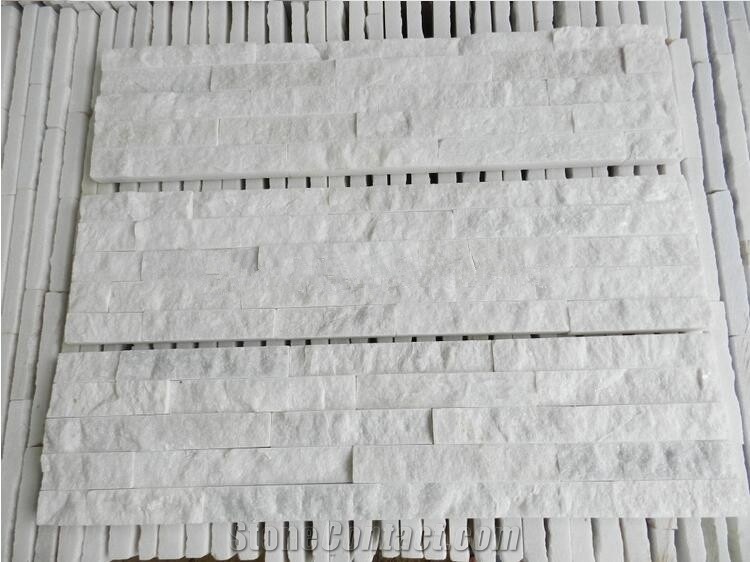 Pure White Quartzite Culture Stone Ledge For Wall Cladding