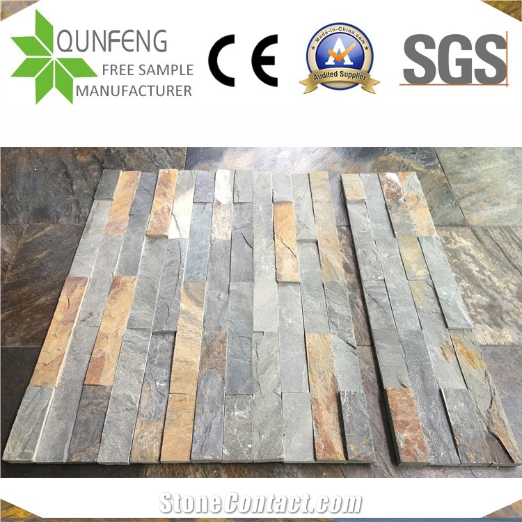 China 15*60CM Natural Multicolor Slate Ledger Panel Stone