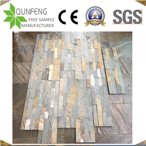 China 15*60CM Natural Split Multicolor Slate Stone Cladding