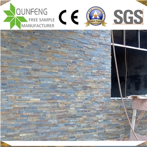 China 15*60CM Natural Split Multicolor Slate Stone Cladding