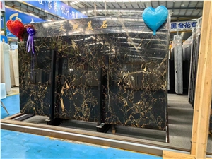China Nero Portoro Black Marble Slabs