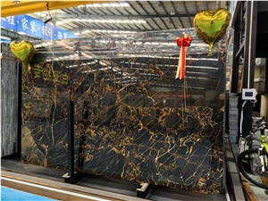 China Nero Portoro Black Marble Slabs