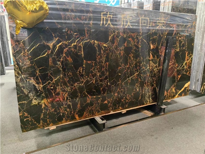 China Nero Portoro Black Marble Slabs