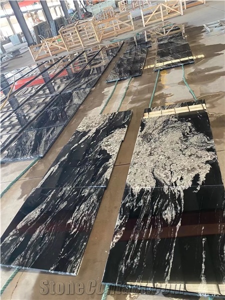 China Jet Mist Glacier Black  Polished Slabs And Tiles