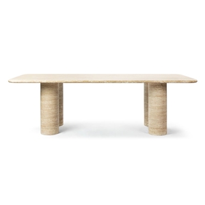 Alfio Rectangle Travertine Dining Table With Cylinder Legs