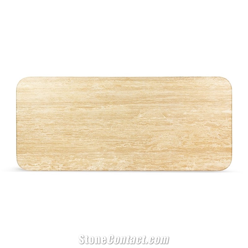 Alfio Rectangle Travertine Dining Table With Cylinder Legs