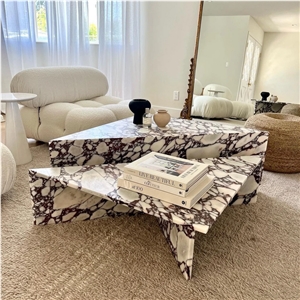 Calacatta Viola Triangle 2 Pieces Marble Coffee Table