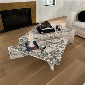 Calacatta Viola Triangle 2 Pieces Marble Coffee Table