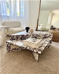 Calacatta Viola Triangle 2 Pieces Marble Coffee Table