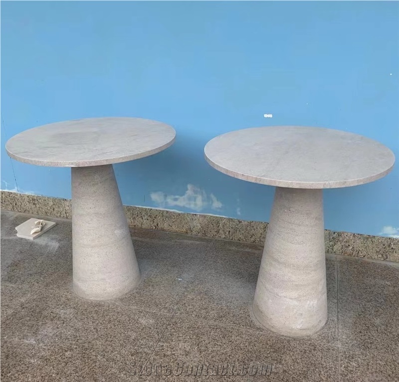Contemporary Beige Travertine Dining Tables