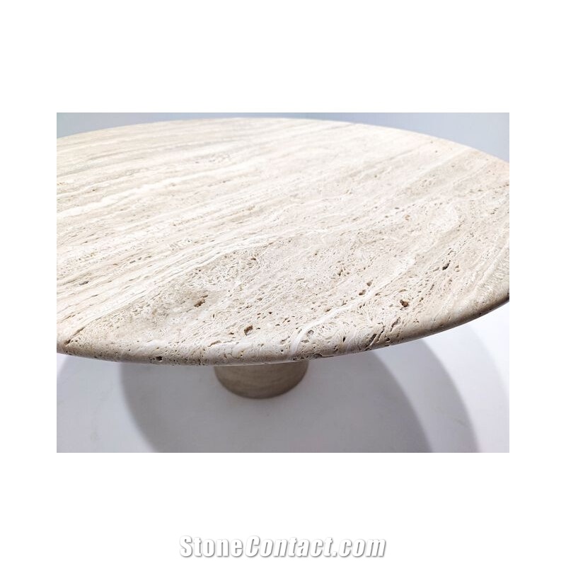 Contemporary Beige Travertine Dining Tables