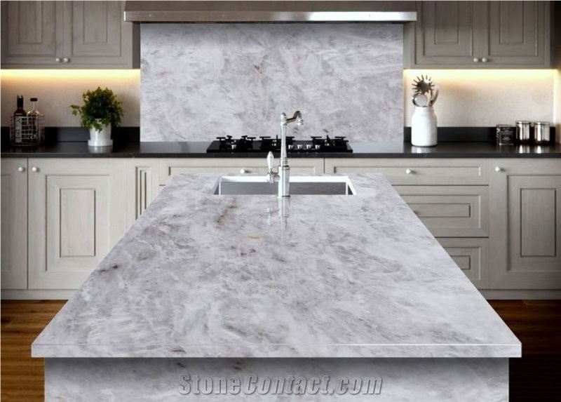 Cristallo White Quartzite Slabs Flooring
