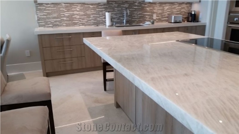 Cristallo White Quartzite Slabs Flooring