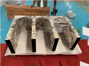 Custom Beige Travertine Stone Console Table Entryway Table