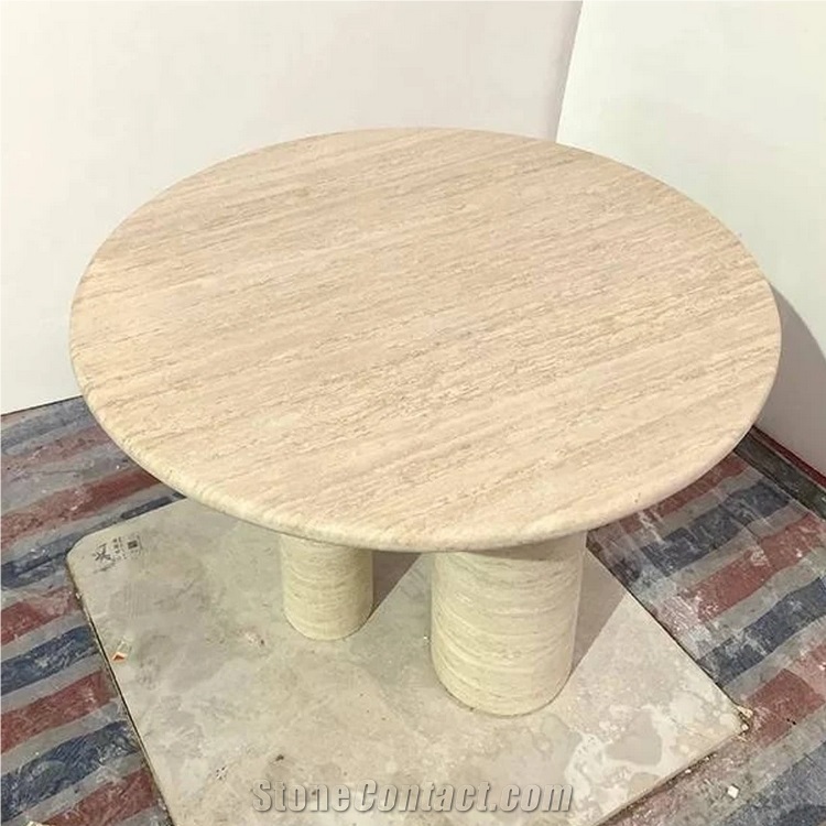 Custom Sized Beige Travertine Dining Table